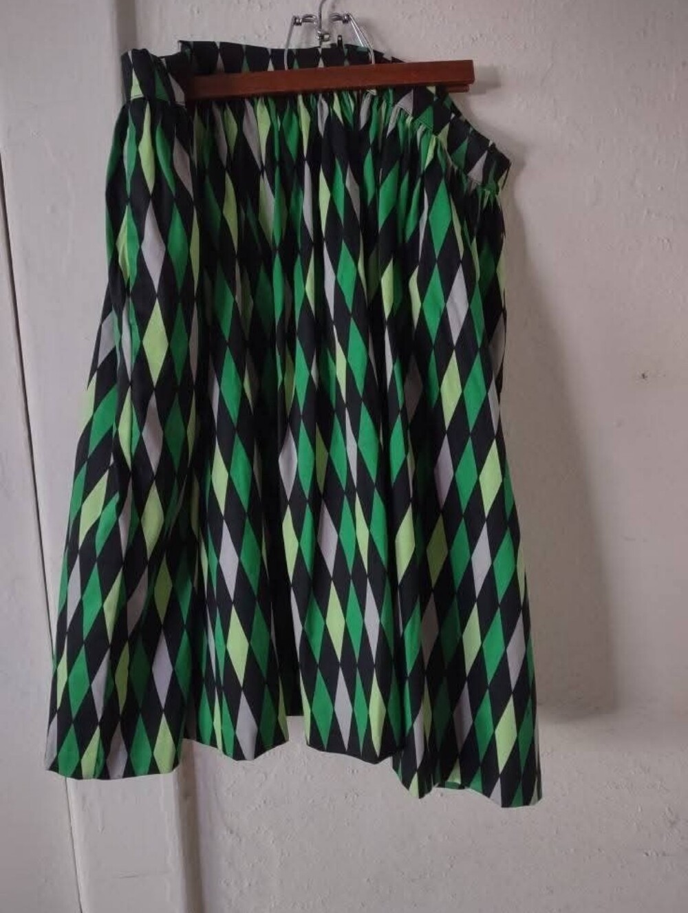 Green Harlequin Print Circle Skirt